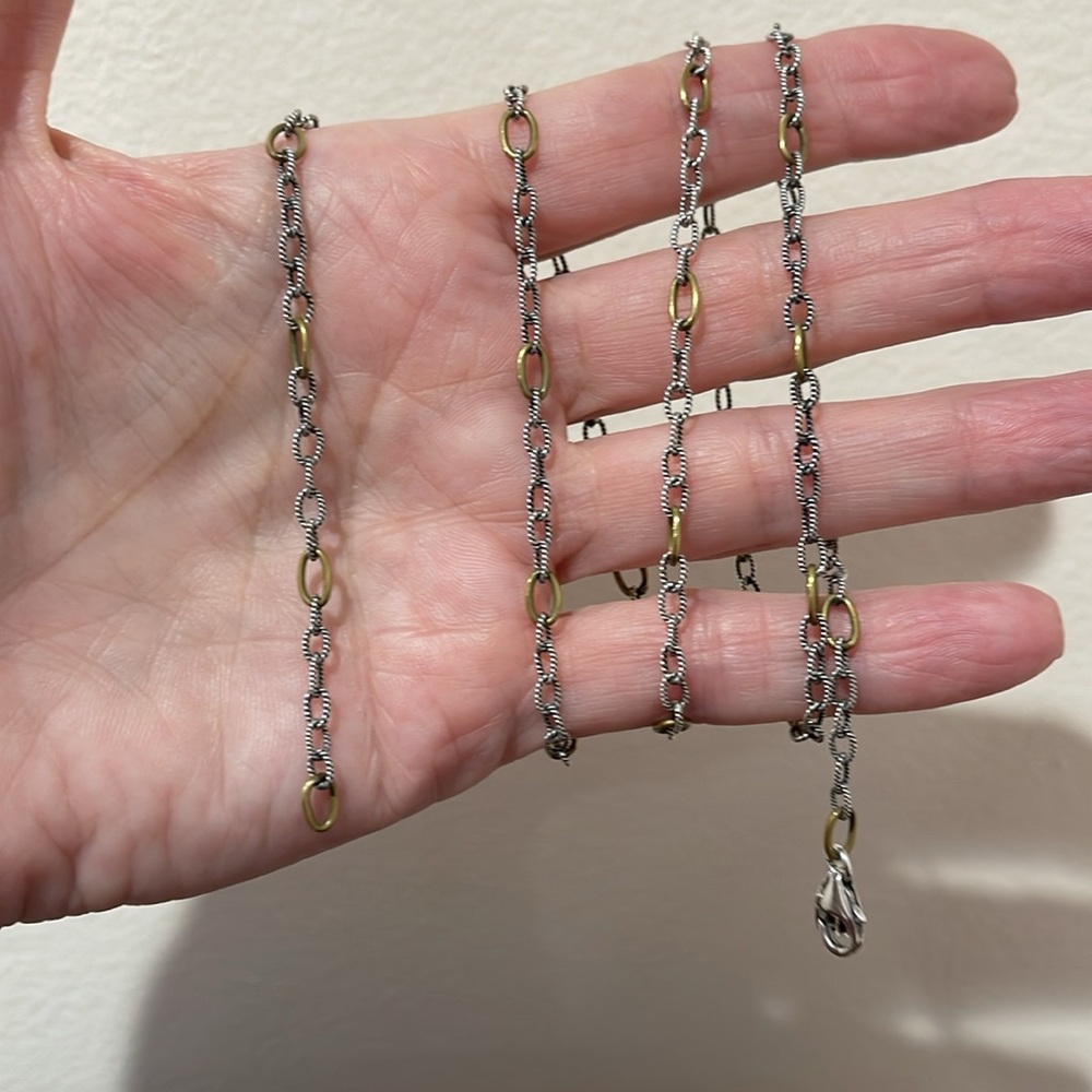 Waxing Poetic Sterling Silver Twisted Links w/ Brass Links 30” Chain - Picture 4 of 7